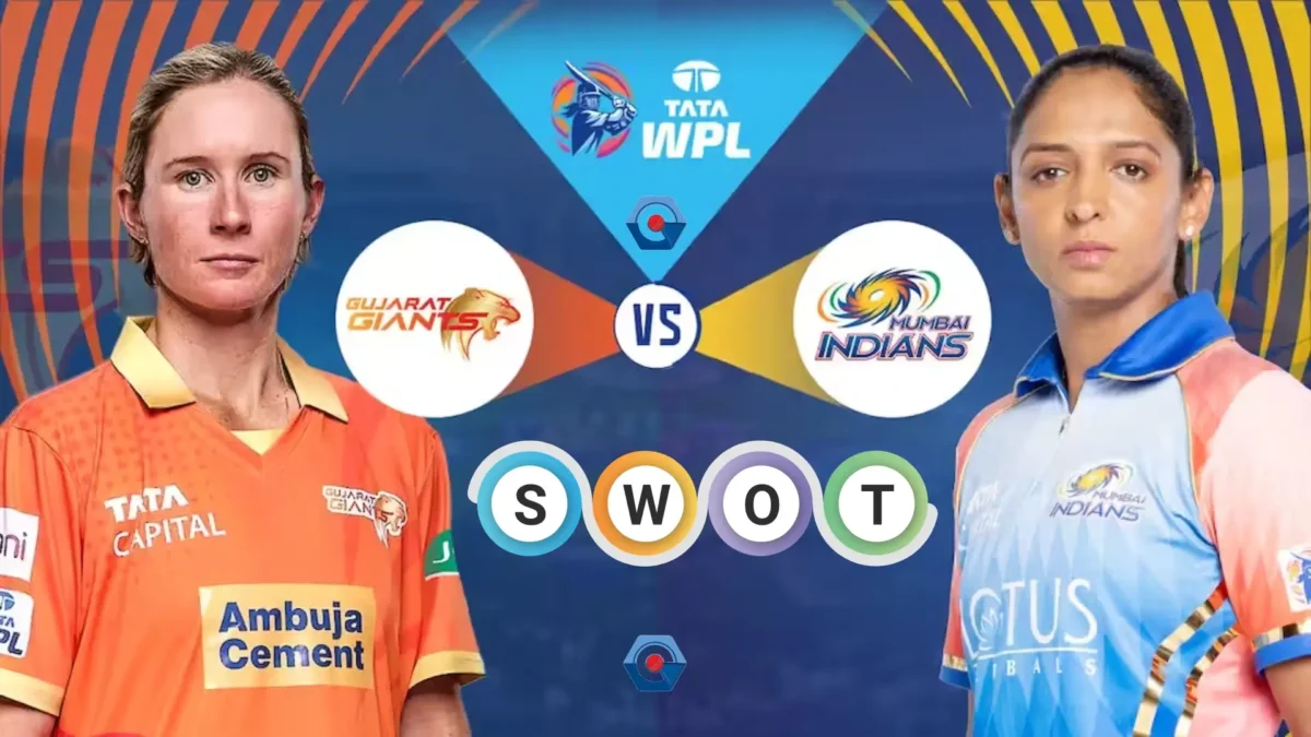 Delve into the GG VS MI SWOT analysis for the WPL 2024, spotlighting their strengths, weaknesses, opportunities, and potential threats.